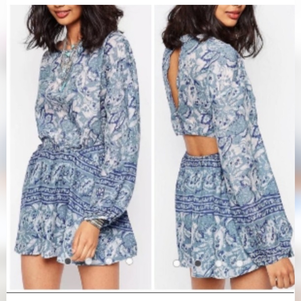 FREE PEOPLE Silver Sun Open Back Dress Size Small